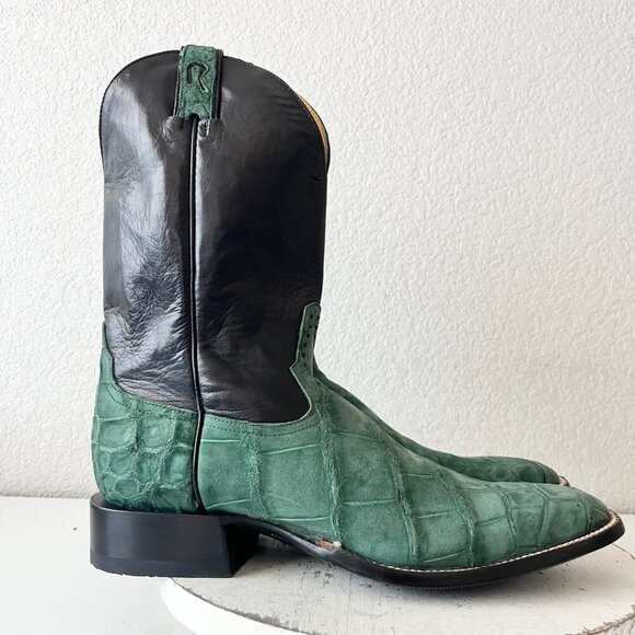 NEW Rod Patrick Mens Cowboy Boots 13.5AAA Green Alligator Western French Toe - Picture 2 of 14